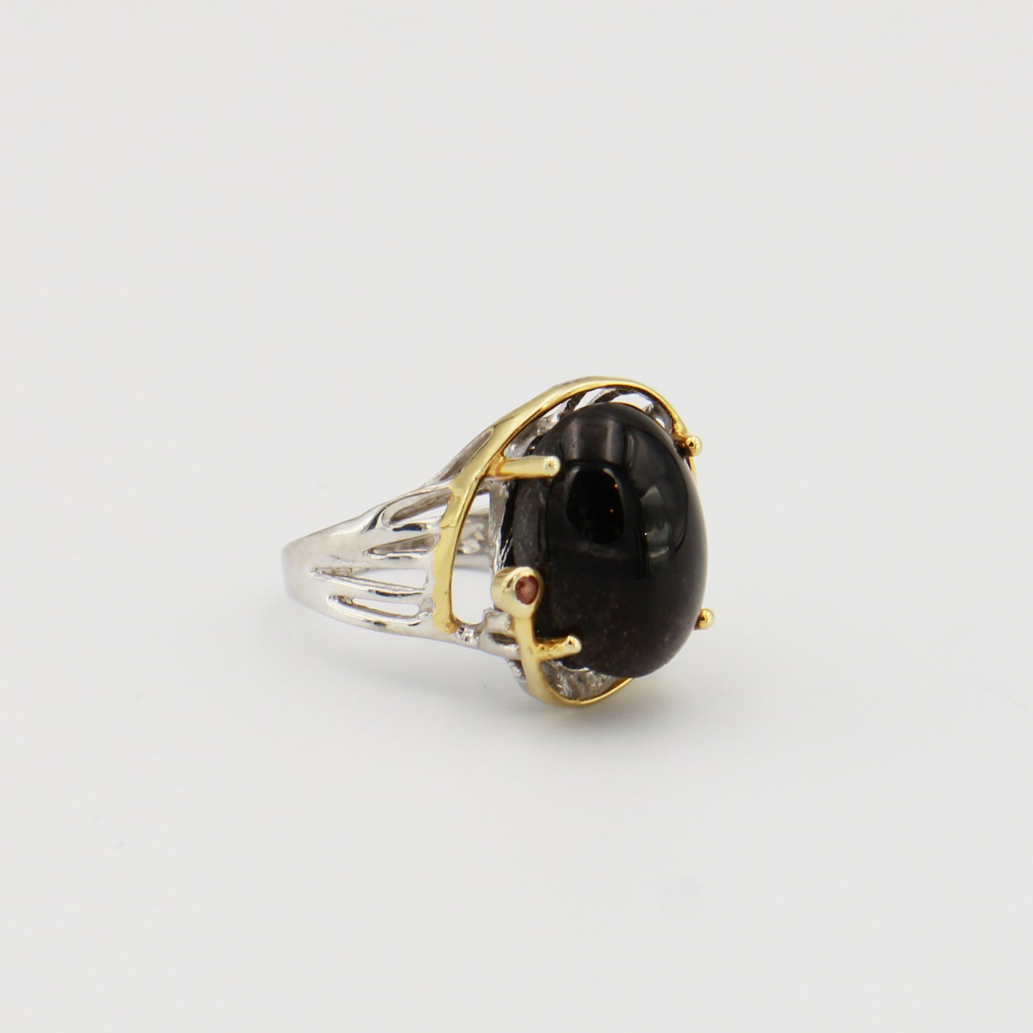 Cat Eye w/ Tiny Sapphire GP Sterling Ring Sz 7