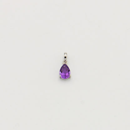 Amethyst Pear Prong Sterling Pendant