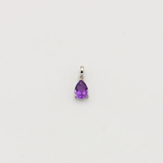 Amethyst Pear Prong Sterling Pendant