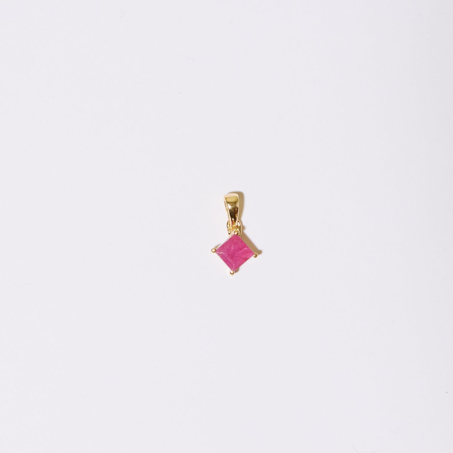 Dainty Ruby Square Vermeil Pendant