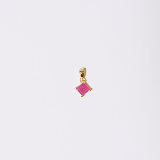 Dainty Ruby Square Vermeil Pendant