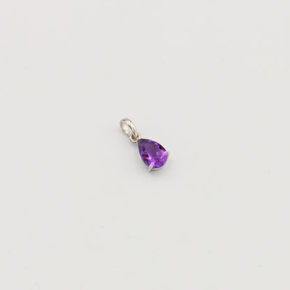 Amethyst Pear Prong Sterling Pendant