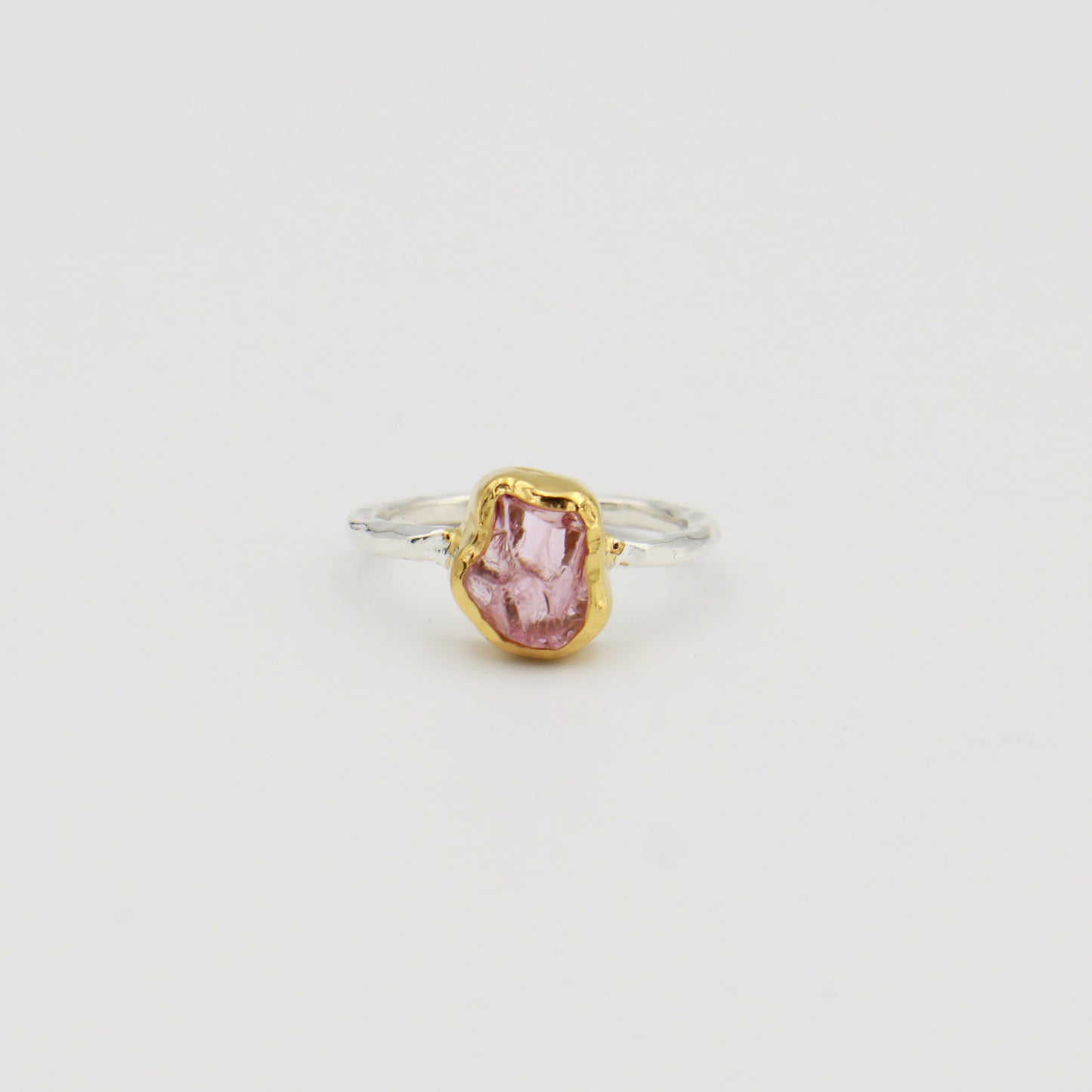 Rough Tourmaline Dainty Band GP Sterling Ring Sz 7