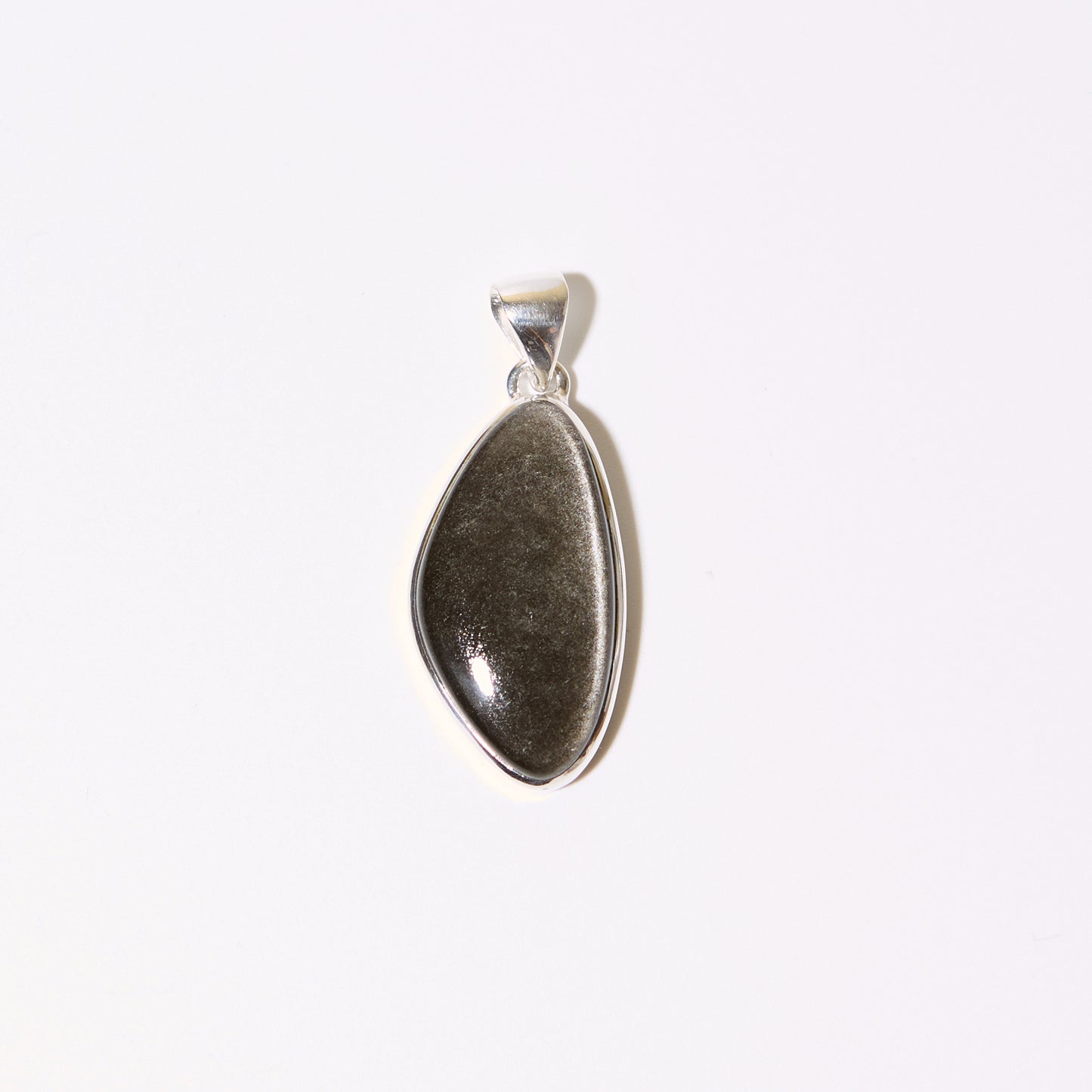 Silver Sheen Obsidian Wedge Sterling Pendant