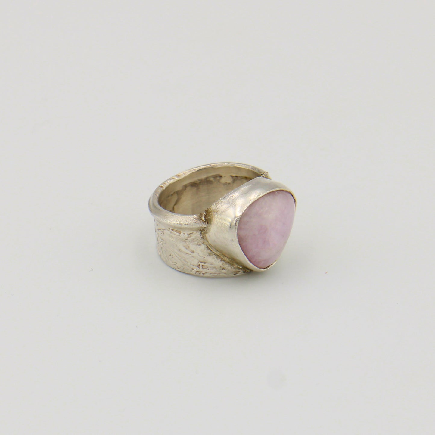 Kunzite Wide Band Sterling Ring Sz 6