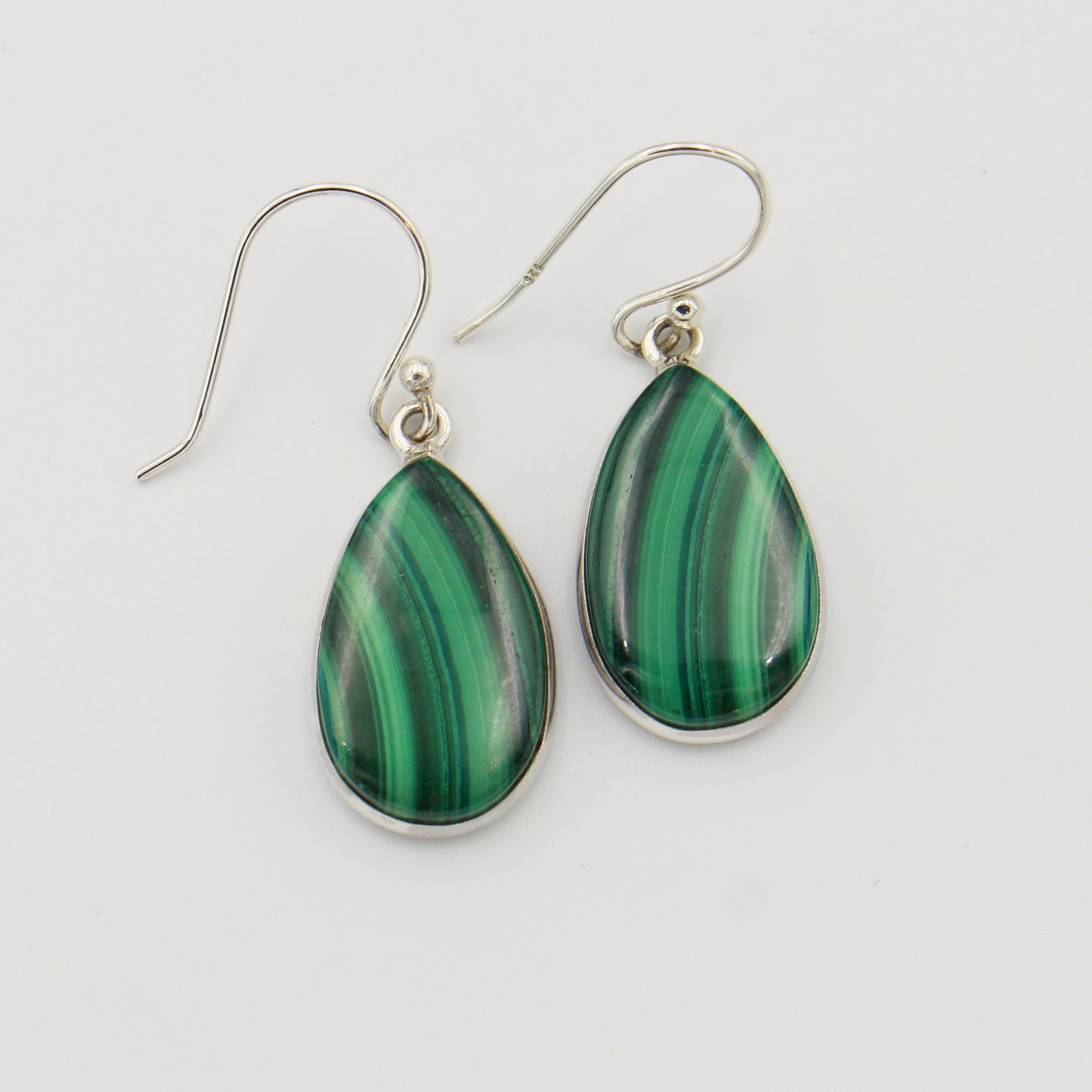 Malachite Pear Sterling Earrings