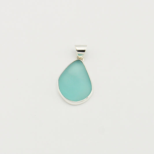 Beach Glass Ice Blue Large Pear Pendant