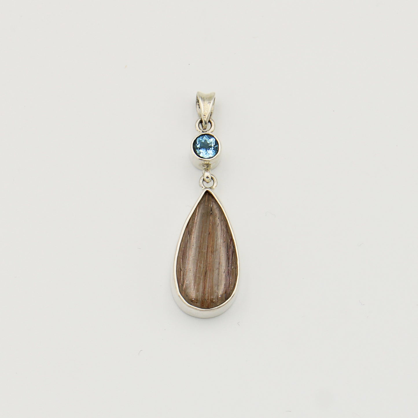 Red Rutilated Quartz & Blue Topaz Pendant