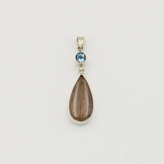 Red Rutilated Quartz & Blue Topaz Pendant