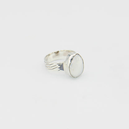 Pearl Pear Wide Band Sterling Ring Sz 8