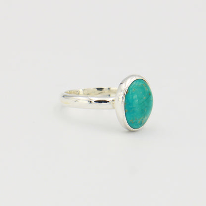 Turquoise Oval Sterling Ring Sz 8