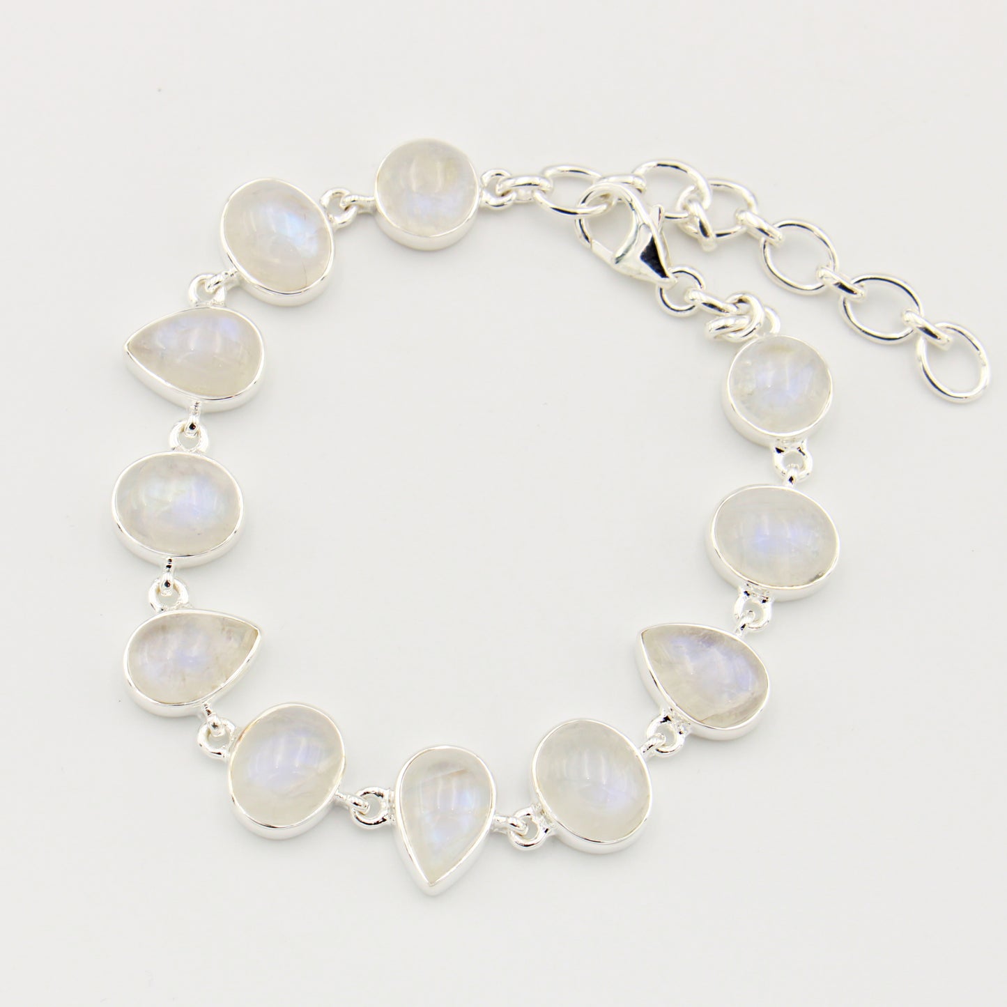 Moonstone Pears & Ovals Sterling Bracelet