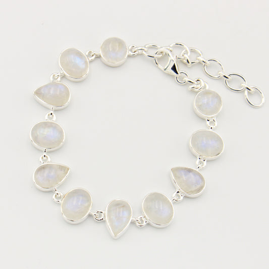 Moonstone Pears & Ovals Sterling Bracelet