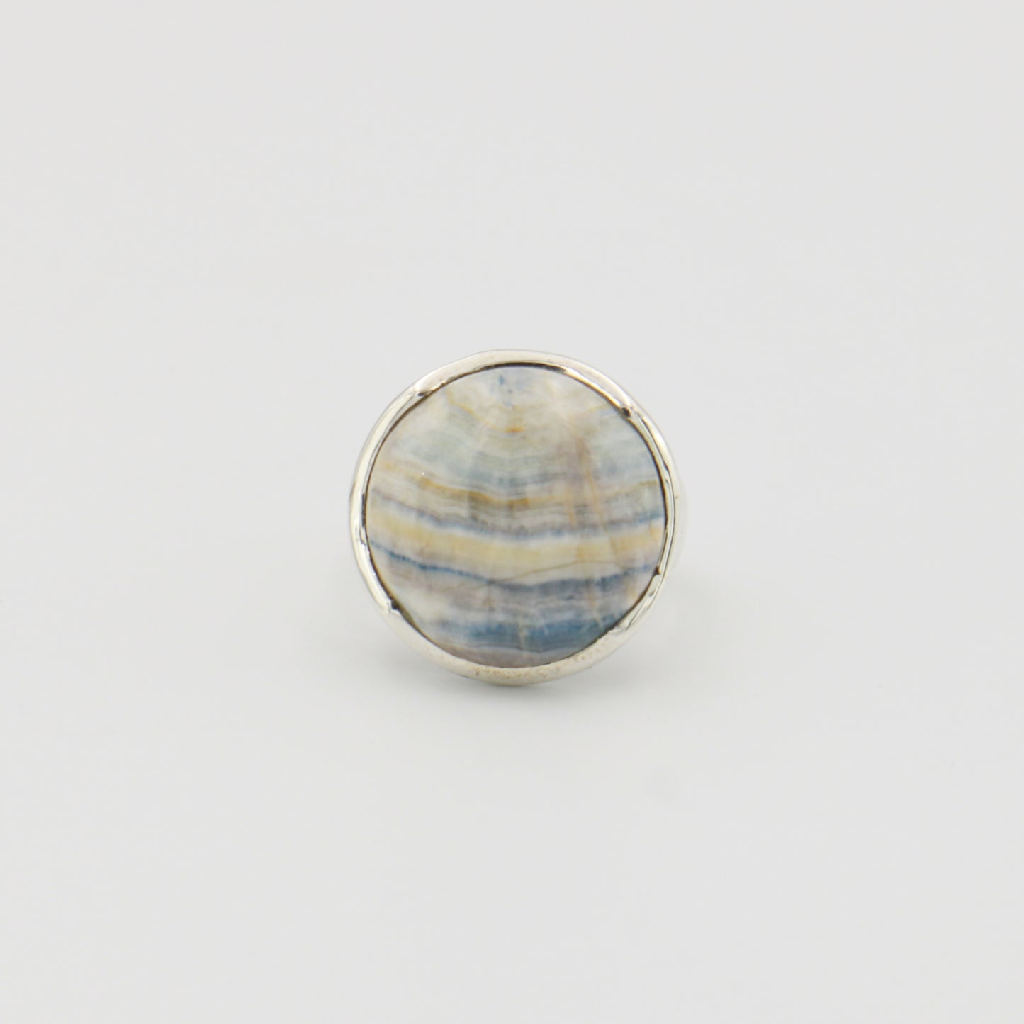 Blue Scheelite Round Sterling Ring Sz 7