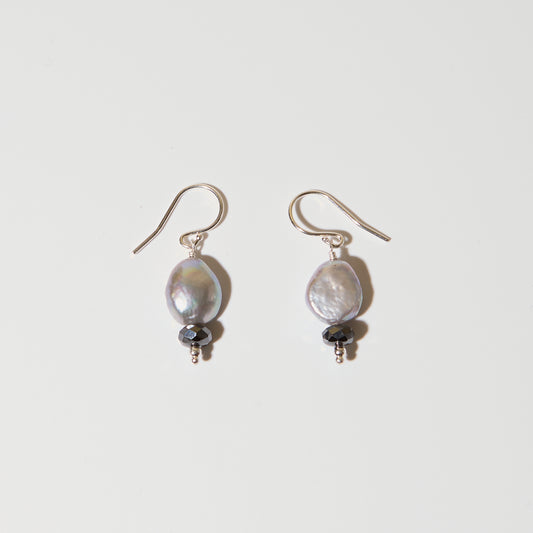 Grey Pearl & Hematite Sterling Earrings