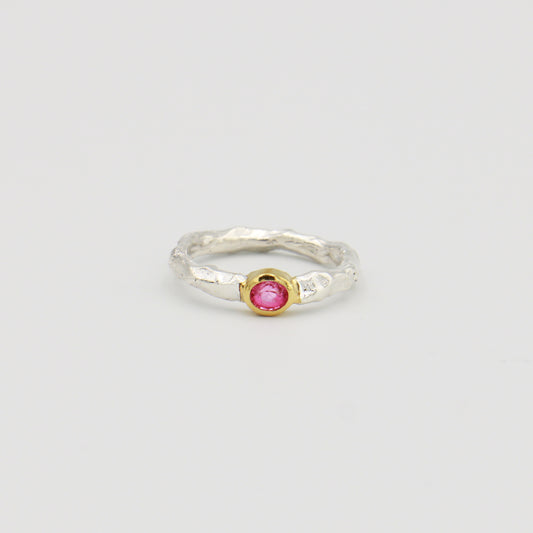Ruby Rustic Band GP Sterling Ring Sz 7