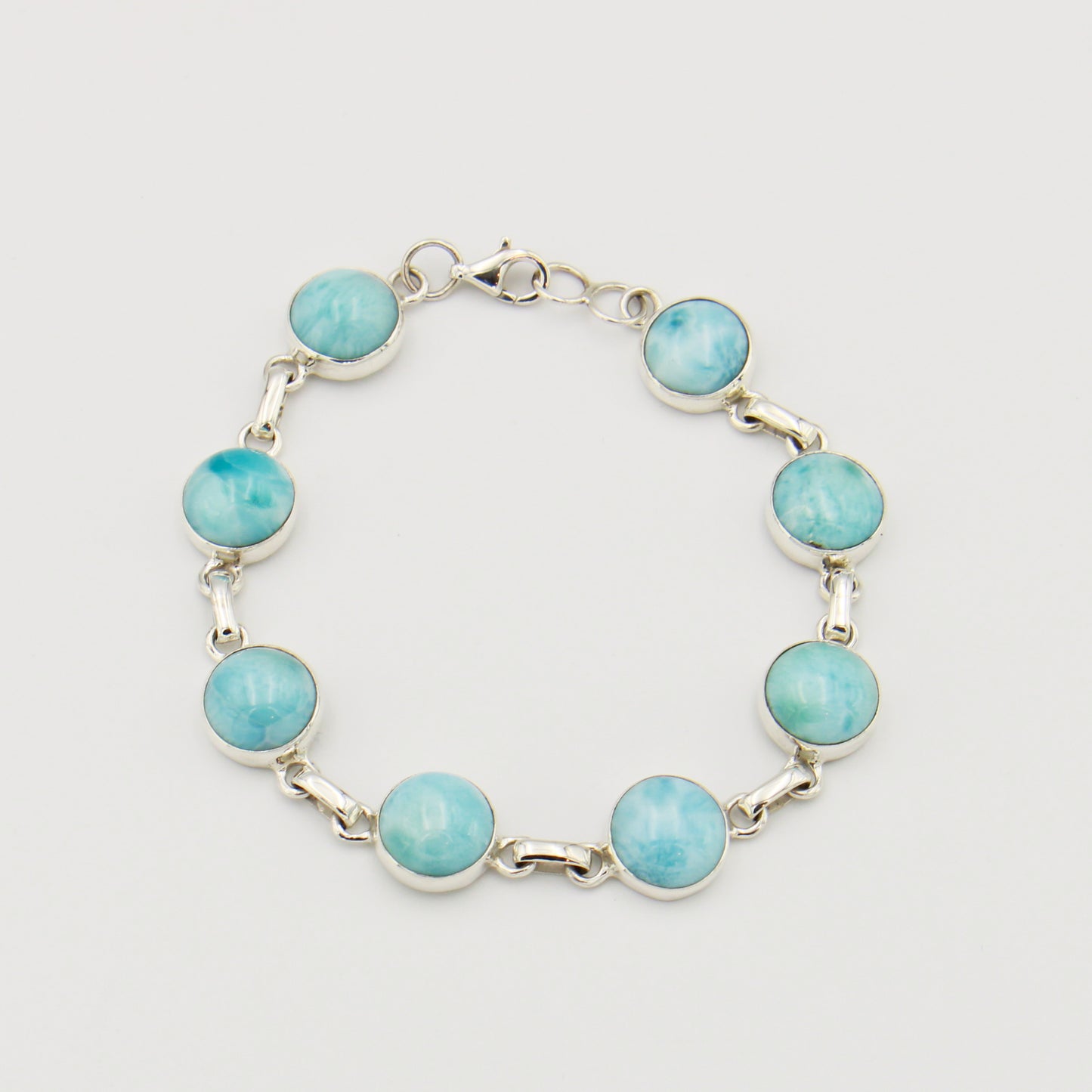 Larimar Round 8-Stone Sterling Bracelet 7"