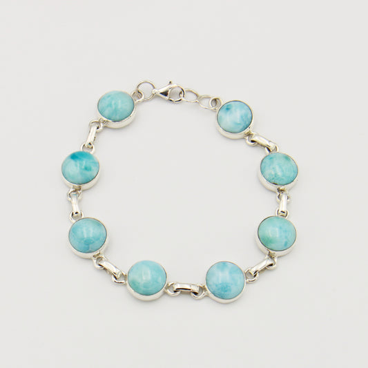 Larimar Round 8-Stone Sterling Bracelet 7"