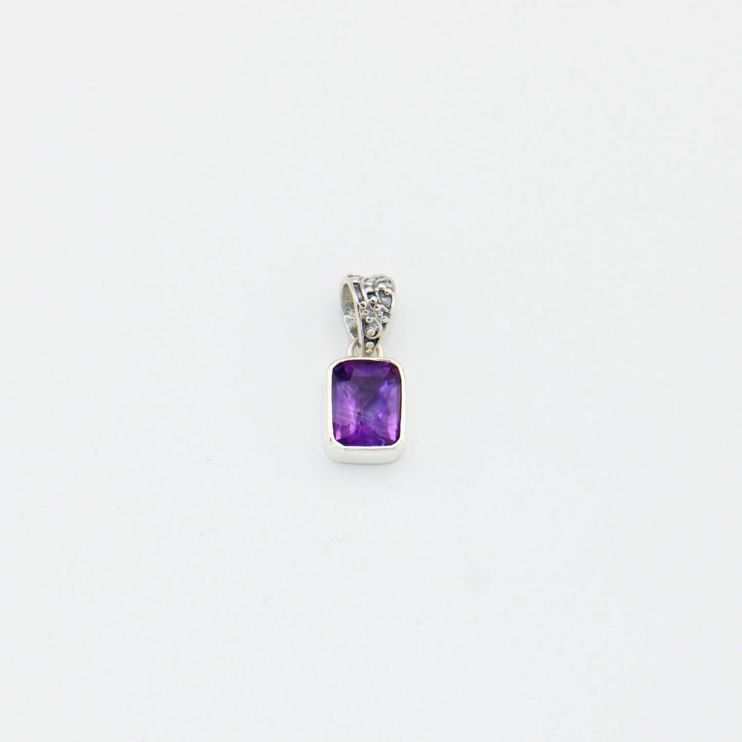 Amethyst Rectangle Sterling Pendant