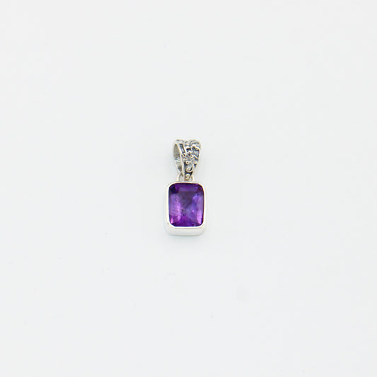 Amethyst Rectangle Sterling Pendant