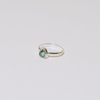 Apatite Trilliant Sterling Ring Sz 9