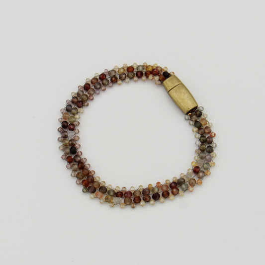 Tundra Sapphire & Tiny Zircon Beaded Bracelet