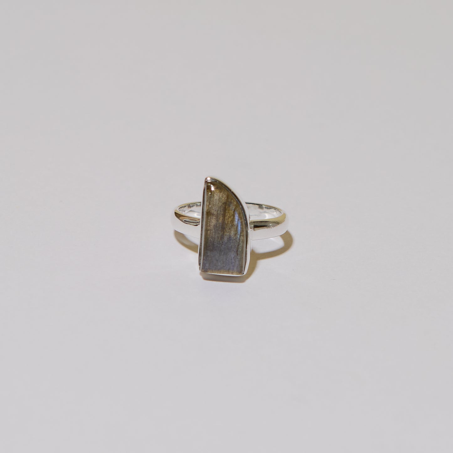 Blue Fire Labradorite Wedge Sterling Ring Sz 8