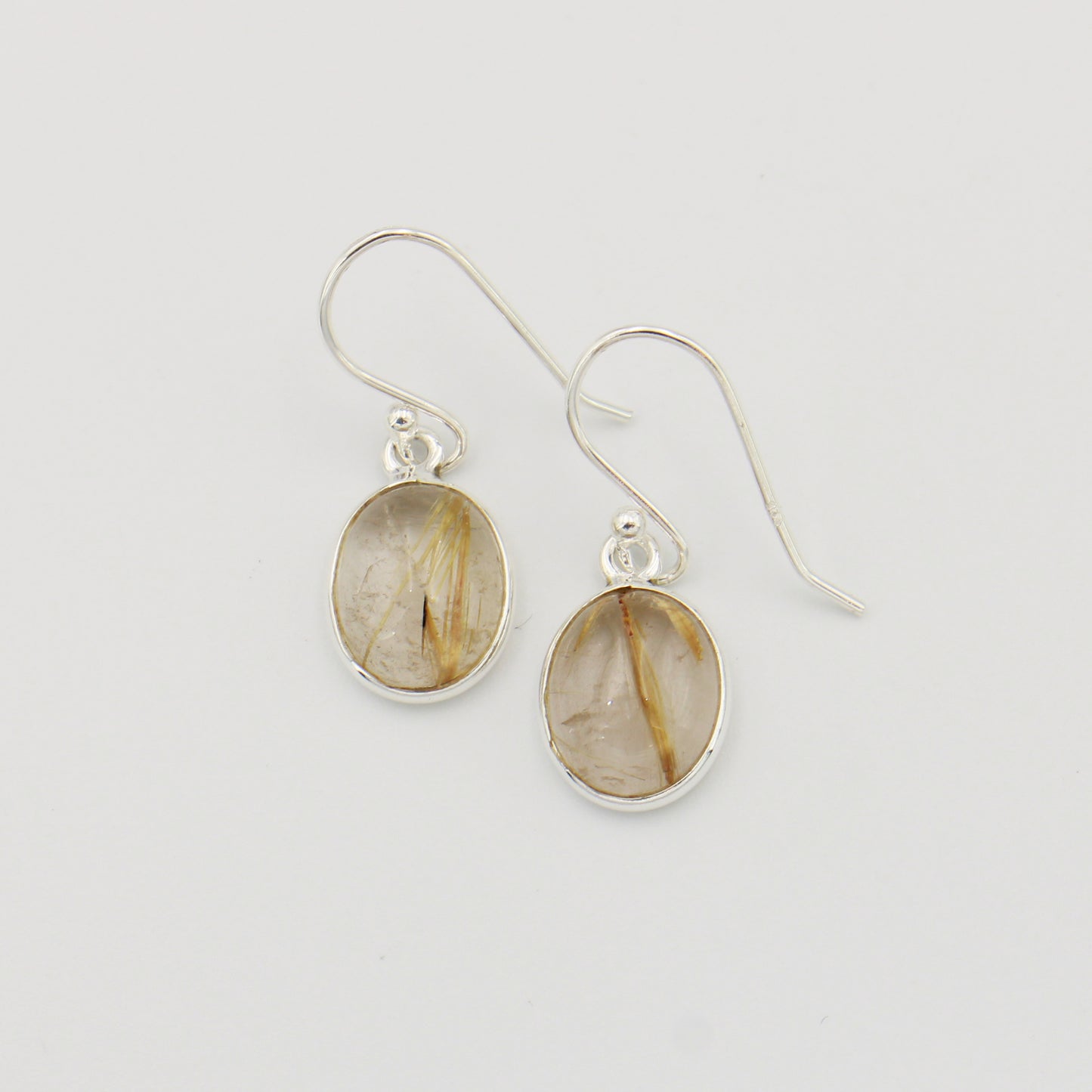 Rutilated Quartz Oval Sterling Earrings