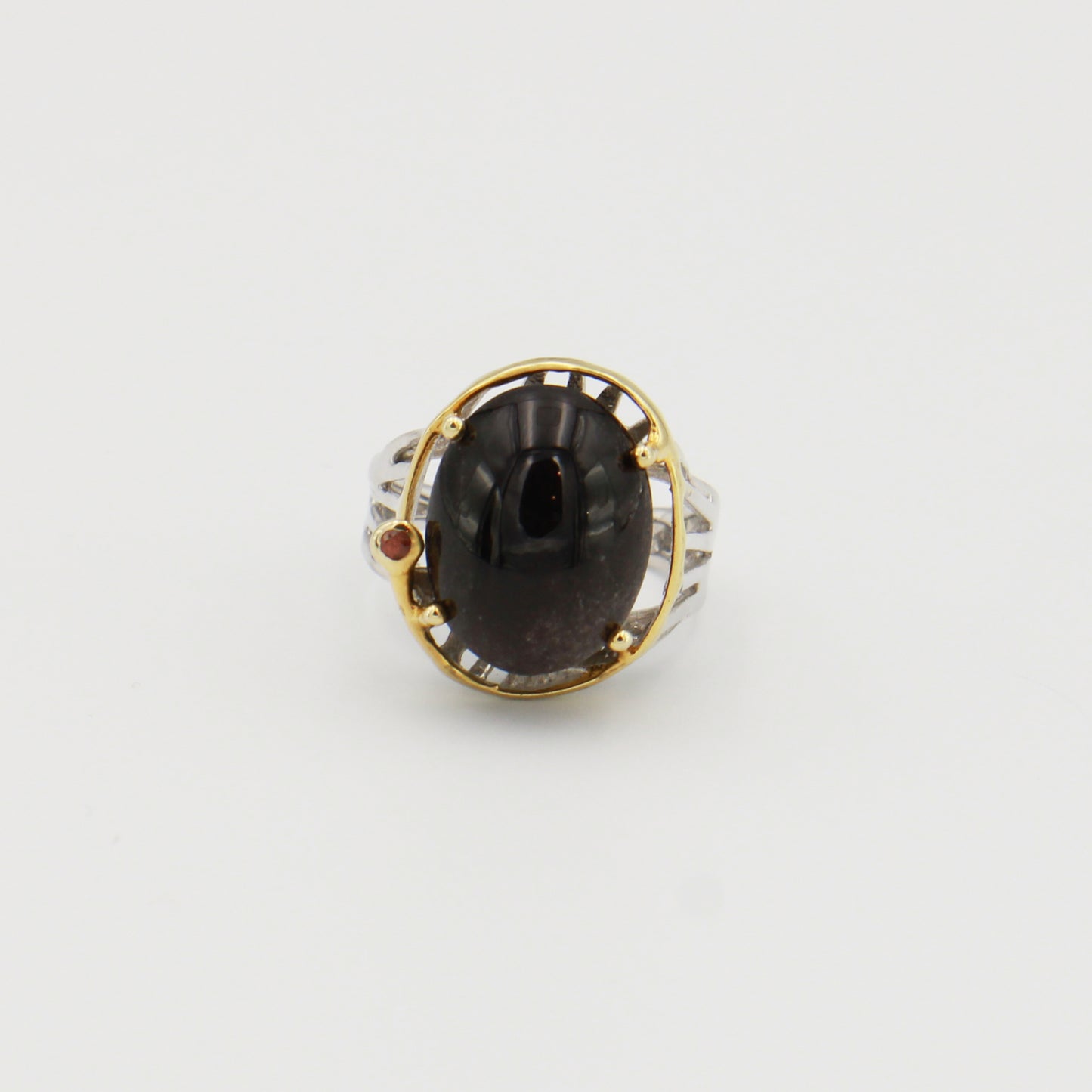Cat Eye w/ Tiny Sapphire GP Sterling Ring Sz 7