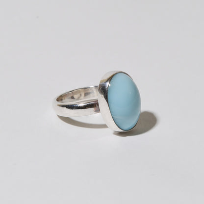 Larimar Oval Sterling Ring Sz7.5