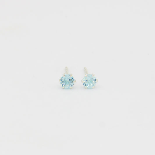 Blue Topaz Round Prong Sterling Studs : 210000022121