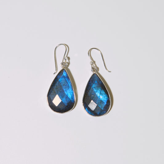 Labradorite Pineapple Cut Pear Sterling Earrings