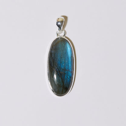 Labradorite Long Oval Sterling Pendant