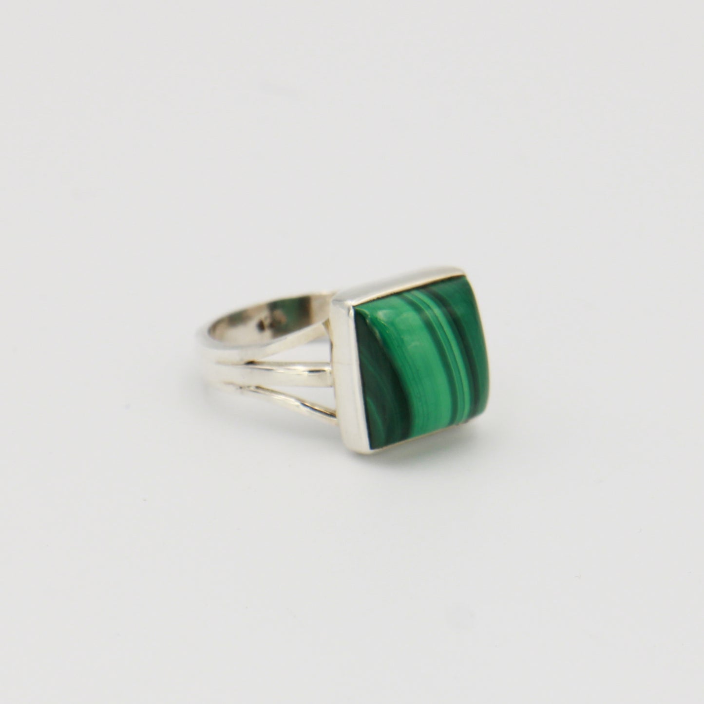 Malachite Square Sterling Ring Sz 7