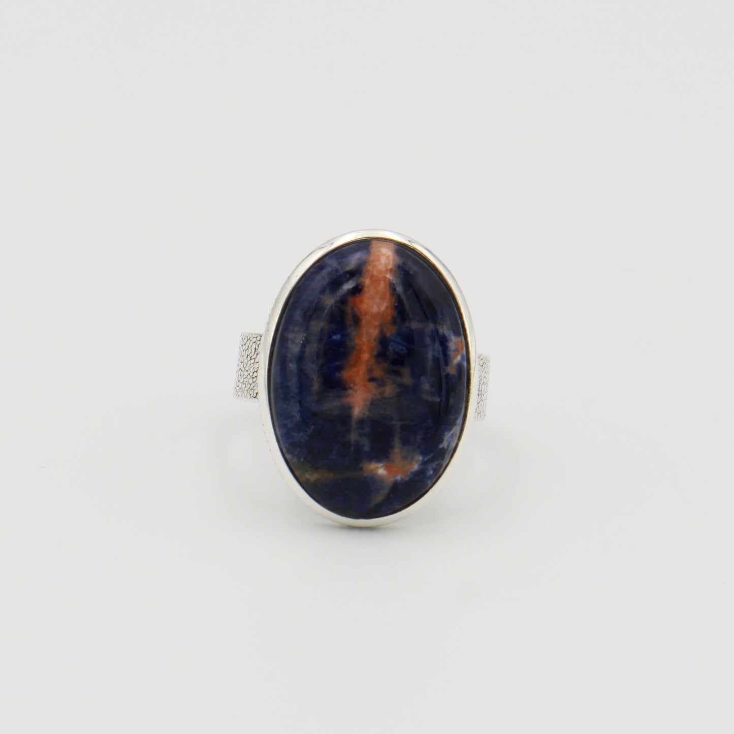 Sodalite Large Oval Sterling Ring Sz 9.5