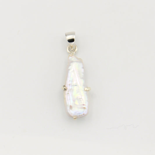 Biwa Baroque Pearl Prong Set Sterling Pendant