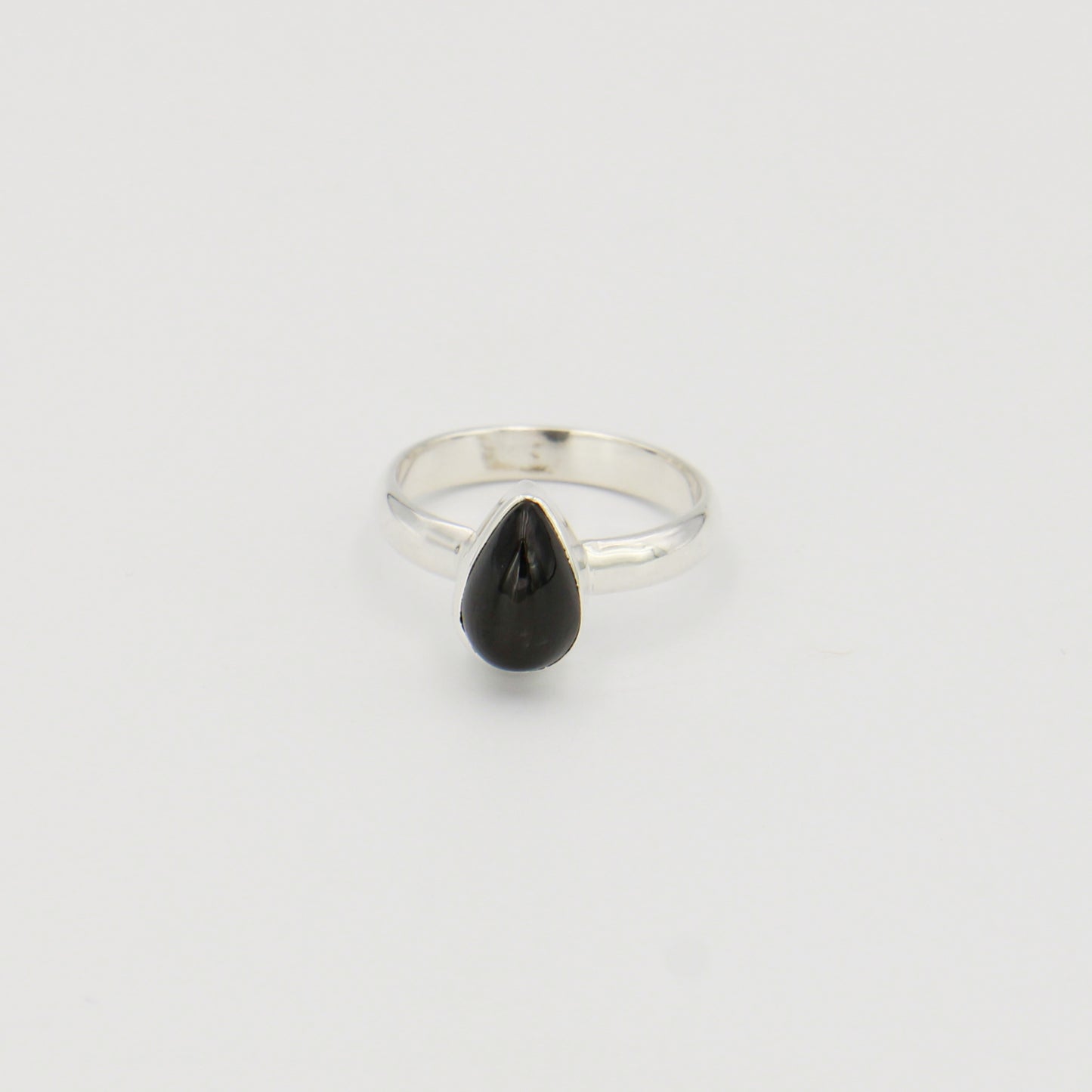 Black Star Teardrop Sterling Ring Sz 7