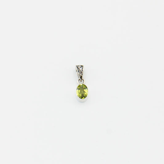 Peridot Tiny Oval Sterling Pendant