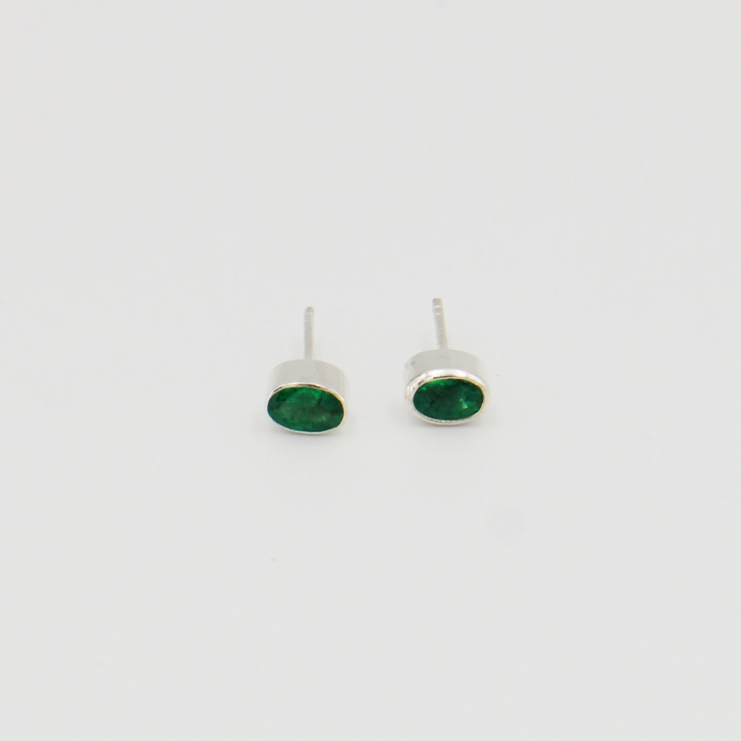 Emerald Oval Sterling Studs