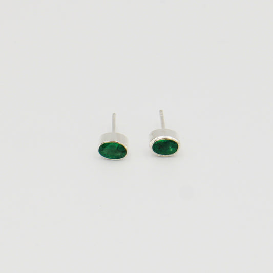 Emerald Oval Sterling Studs