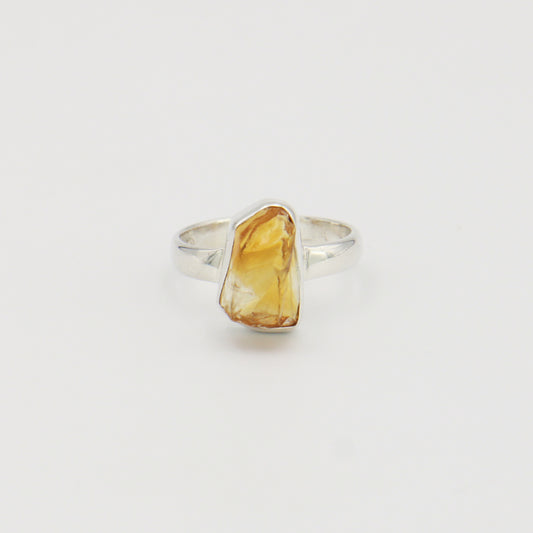 Raw Citrine Sterling Ring Sz 9